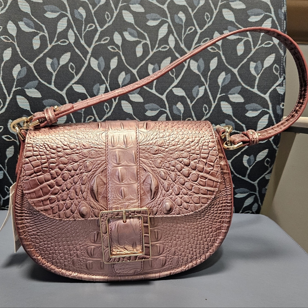 Brahmin Brown Crossbody Bag with Crocodile Texture